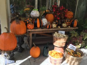 A table with pumpkins and other fruits on it