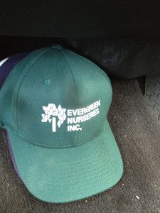 Green cap with "Evergreen Nurseries Inc." logo.