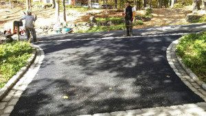 Freshly laid concrete path in nature