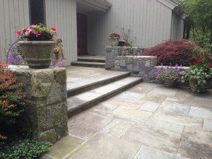 Stylish stone pathway leading to a home