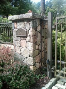 A fence with stone walls